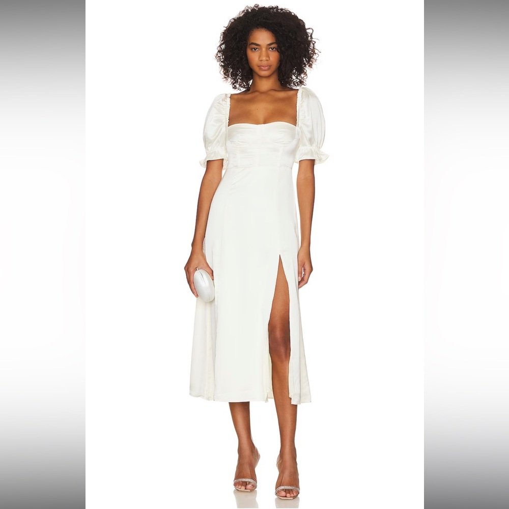 🎉LAST PIECE🎉WE WORE WHAT Poplin Puff Sleeve Midi Dress